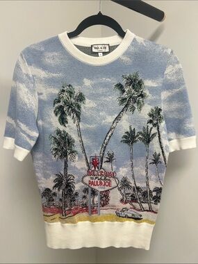 Paul & Joe Light Blue Palm Tree Graphic Short Sleeve Tee
